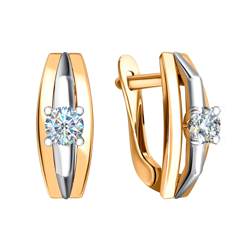 Серьги из золота 585 пробы с фианитом