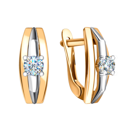 Серьги из золота 585 пробы с фианитом