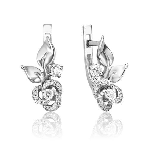 Серьги из золота 585 пробы с фианитом