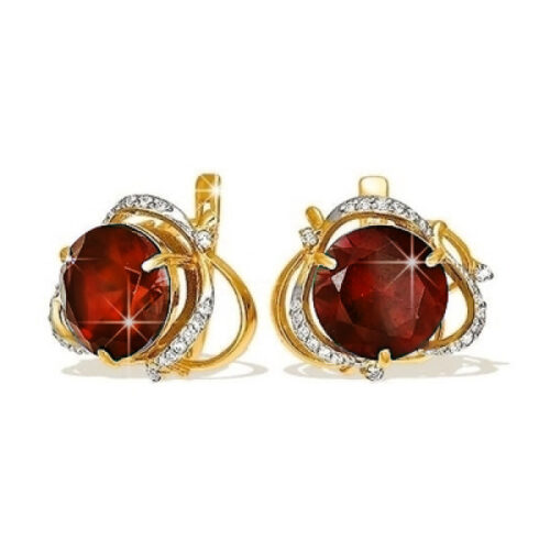 Серьги из золота 585 пробы с гранатом