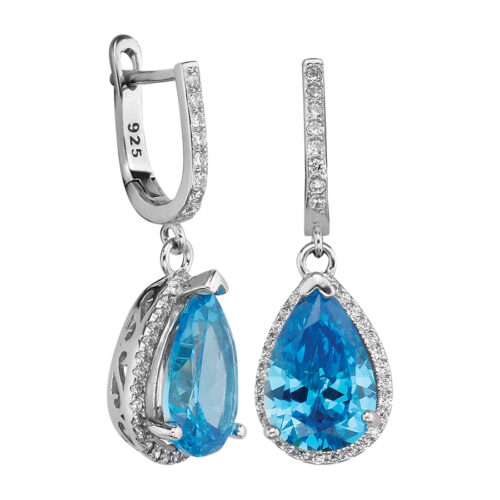 Серьги подвесные из серебра 925 пробы с фианитом