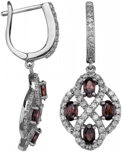 Серьги подвесные из серебра 925 пробы с фианитом
