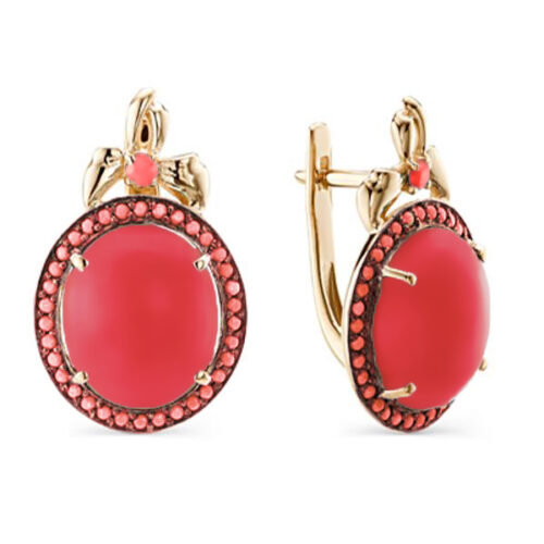 Серьги из золота 585 пробы с кораллом