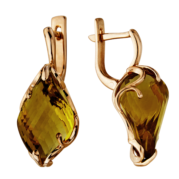 Серьги из золота 585 пробы с султанитом