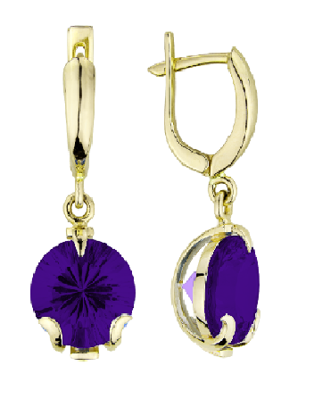 Серьги подвесные из золота 585 пробы с танзанитом