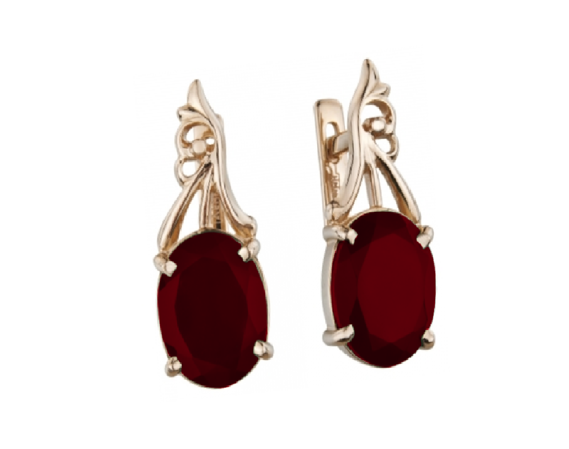 Серьги из золота 585 пробы с гранатом