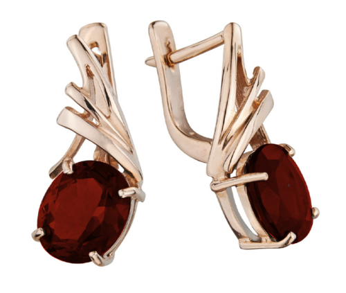Серьги из золота 585 пробы с гранатом