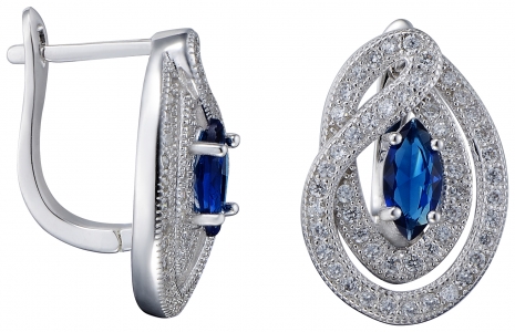 Серьги из серебра 925 пробы с фианитом