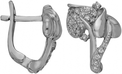 Серьги из серебра 925 пробы с фианитом