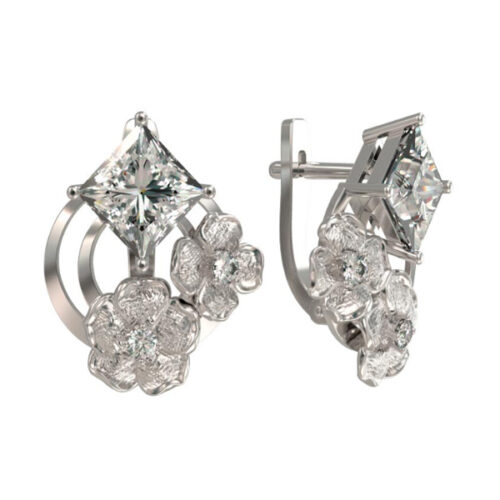 Серьги из серебра 925 пробы с фианитом