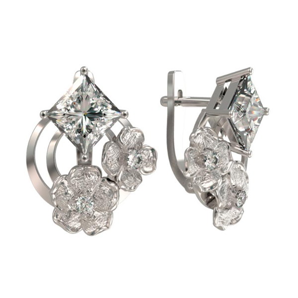 Серьги из серебра 925 пробы с фианитом