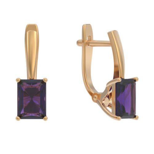 Серьги из золота 585 пробы с аметистом