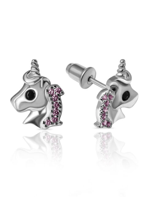 Серьги пусеты из серебра 925 пробы с фианитом