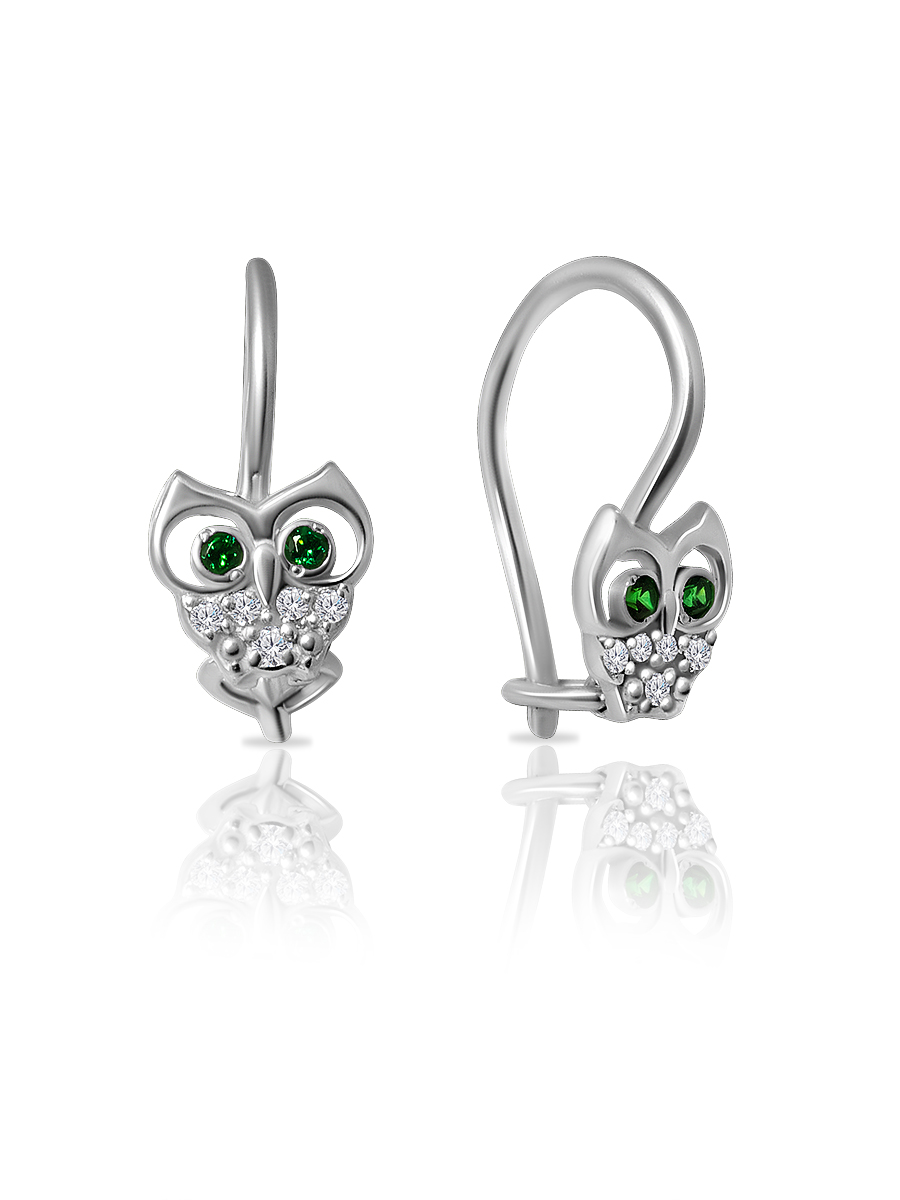 Серьги детские из серебра 925 пробы с фианитом