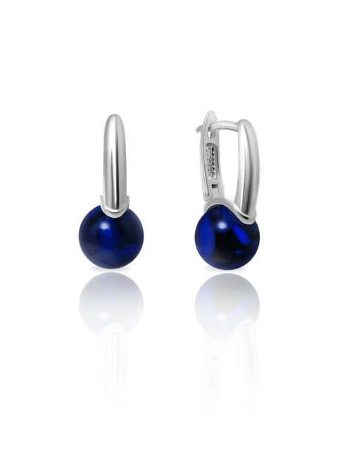 Серьги из серебра 925 пробы с янтарем