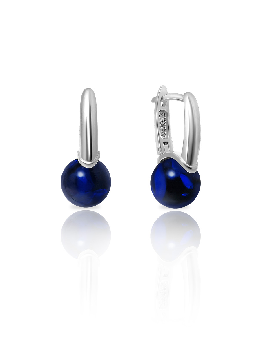Серьги из серебра 925 пробы с янтарем