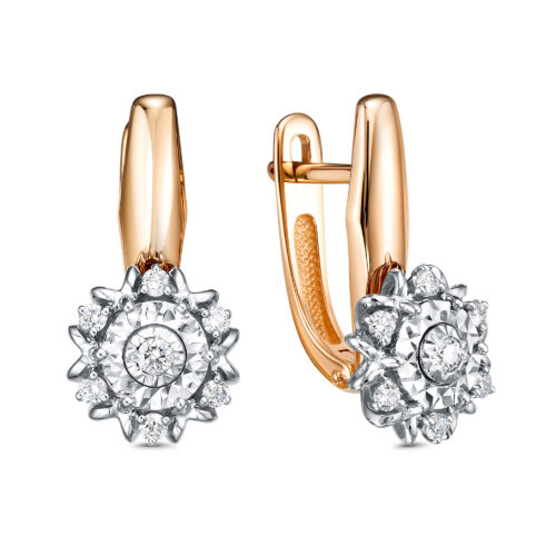 Серьги из золота 585 пробы с бриллиантом