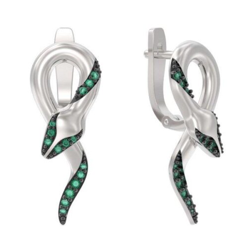 Серьги из серебра 925 пробы с фианитом