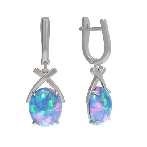 Серьги подвесные из серебра 925 пробы с опалом