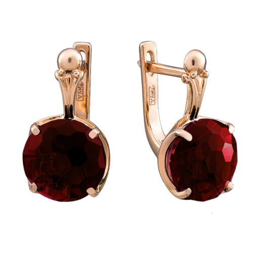 Серьги из золота 585 пробы с гранатом