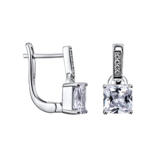 Серьги из серебра 925 пробы с фианитом