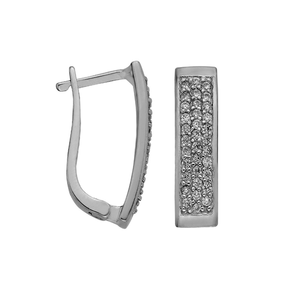Серьги из серебра 925 пробы с фианитом