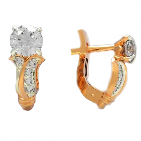 Серьги из золота 585 пробы с фианитом