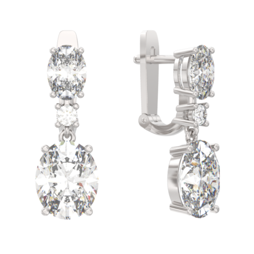 Серьги подвесные из серебра 925 пробы с фианитом