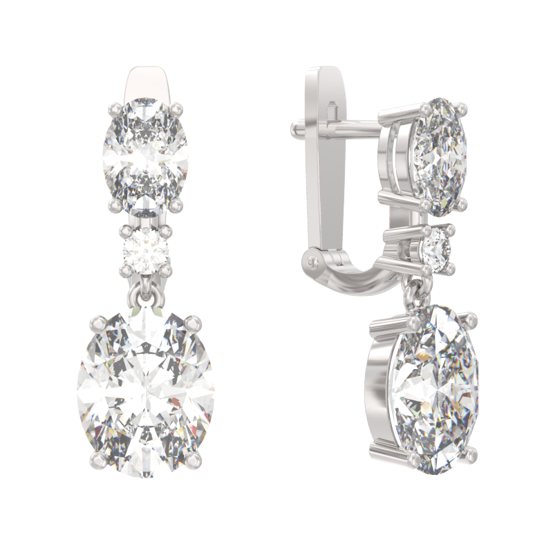 Серьги подвесные из серебра 925 пробы с фианитом