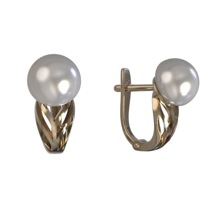 Серьги из золота 585 пробы с жемчугом