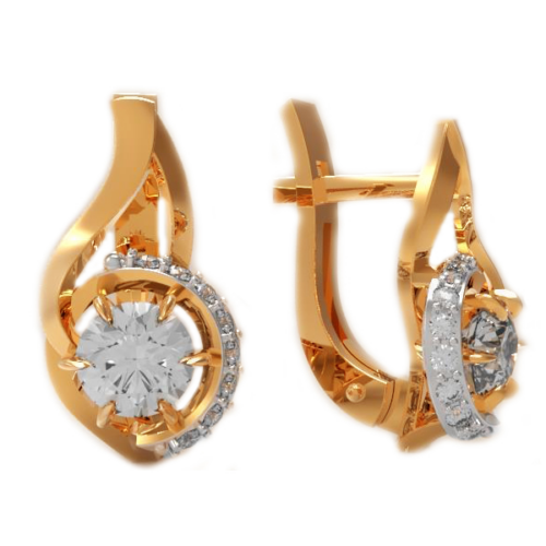 Серьги из золота 585 пробы с фианитом