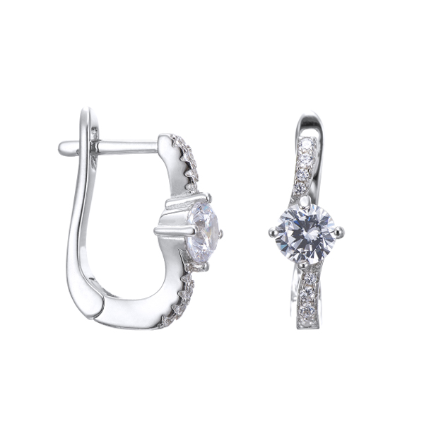 Серьги из серебра 925 пробы с фианитом
