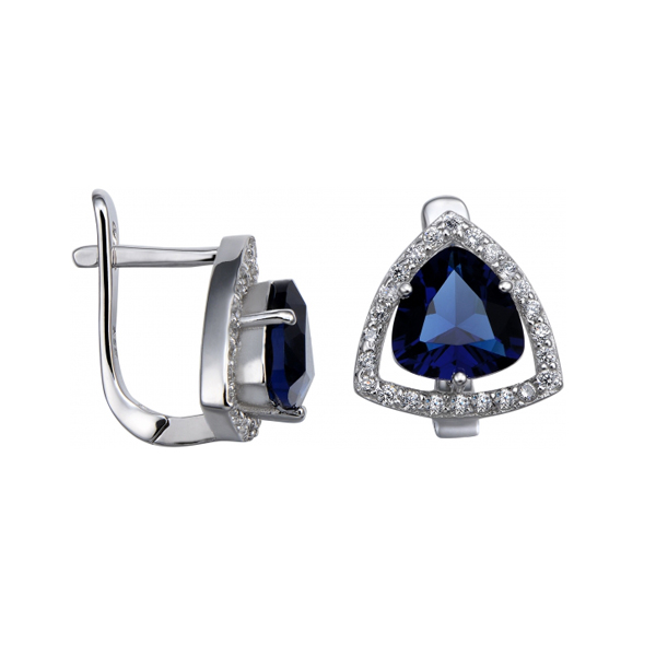 Серьги из серебра 925 пробы с фианитом
