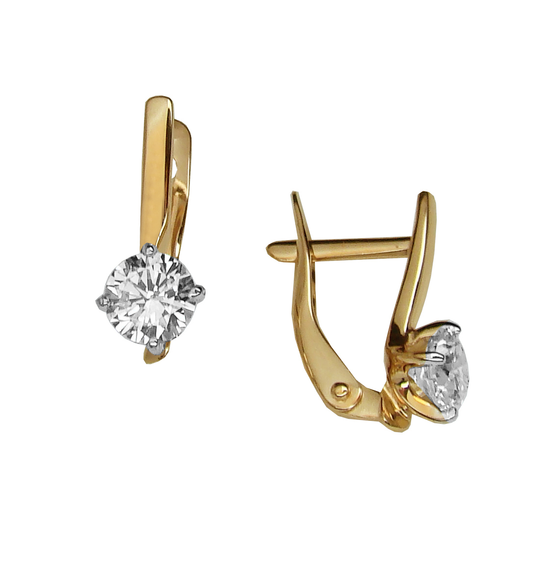 Серьги из золота 585 пробы с фианитом