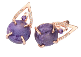 Серьги из серебра 925 пробы с чароитом