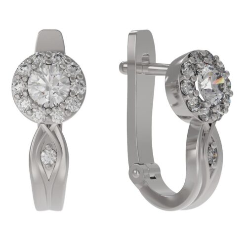 Серьги из серебра 925 пробы с фианитом