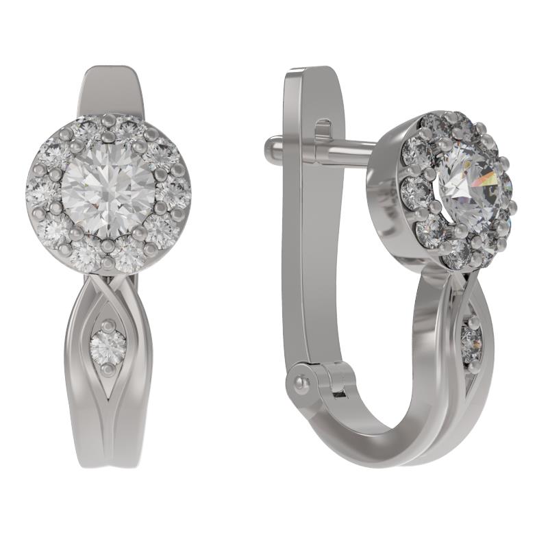 Серьги из серебра 925 пробы с фианитом
