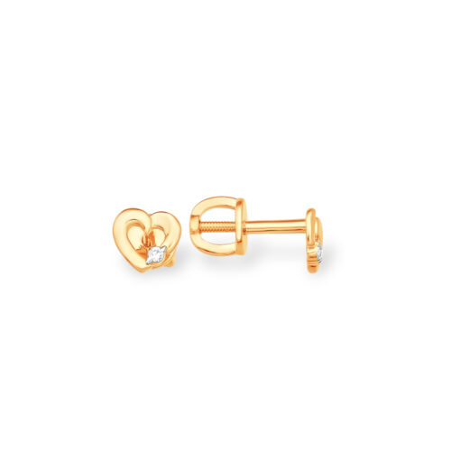 Серьги пусеты из золота 585 пробы с фианитом