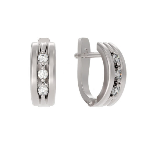Серьги из серебра 925 пробы с фианитом