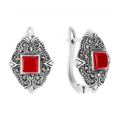 Серьги из серебра 925 пробы с кораллом