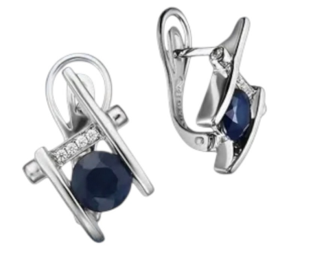 Серьги из серебра 925 пробы с сапфиром