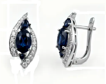 Серьги из серебра 925 пробы с сапфиром