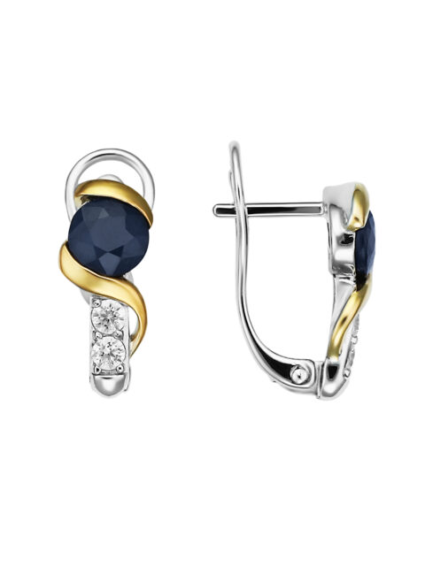 Серьги из серебра 925 пробы с сапфиром