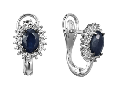 Серьги из серебра 925 пробы с сапфиром