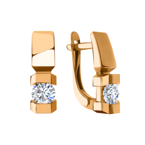 Серьги из золота 585 пробы с фианитом