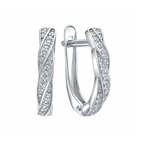 Серьги из серебра 925 пробы с фианитом