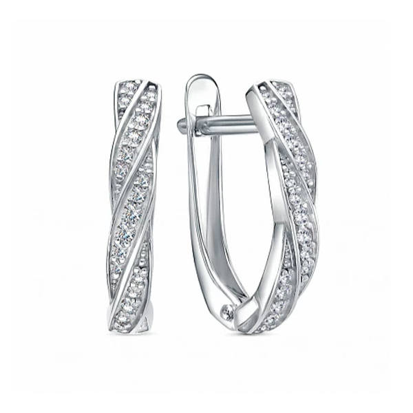 Серьги из серебра 925 пробы с фианитом