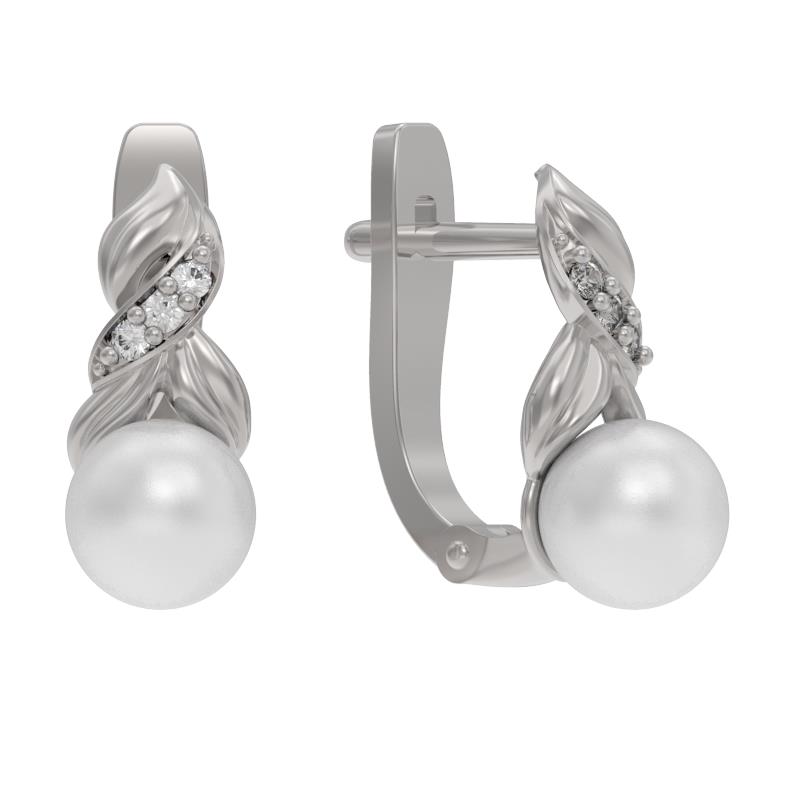 Серьги из серебра 925 пробы с жемчугом