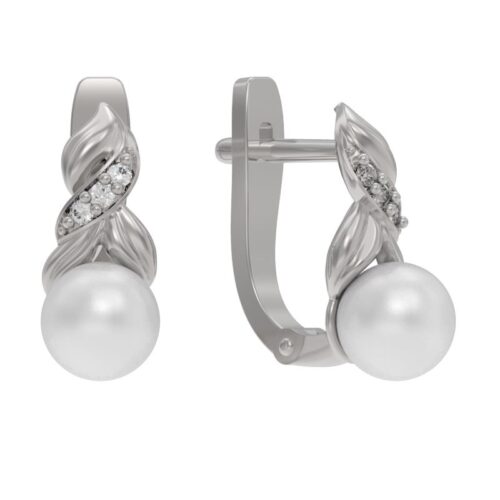 Серьги из серебра 925 пробы с жемчугом