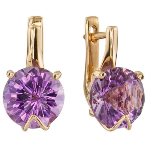 Серьги из золота 585 пробы с аметистом